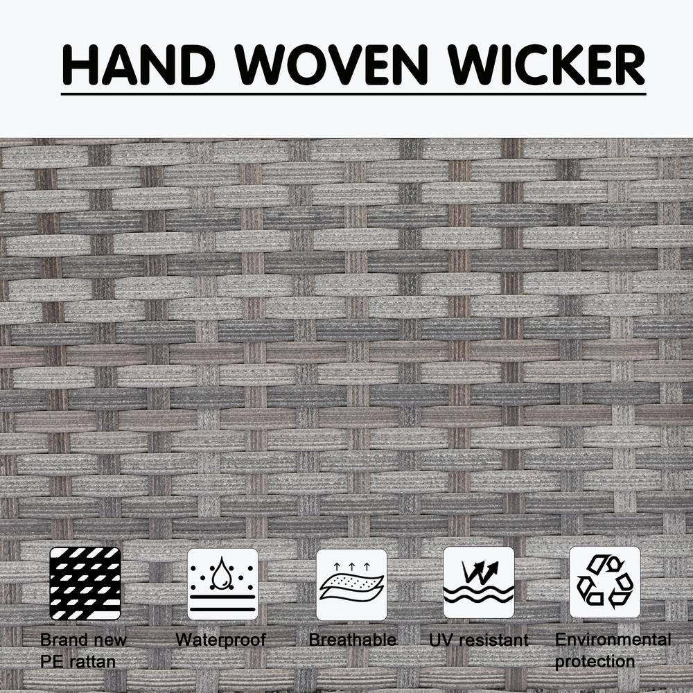 Metis 9-Piece Wicker Outdoor Patio Fire Pit Sectional Sofa Set and with Orange Red Cushions and Swivel Rocking Chairs