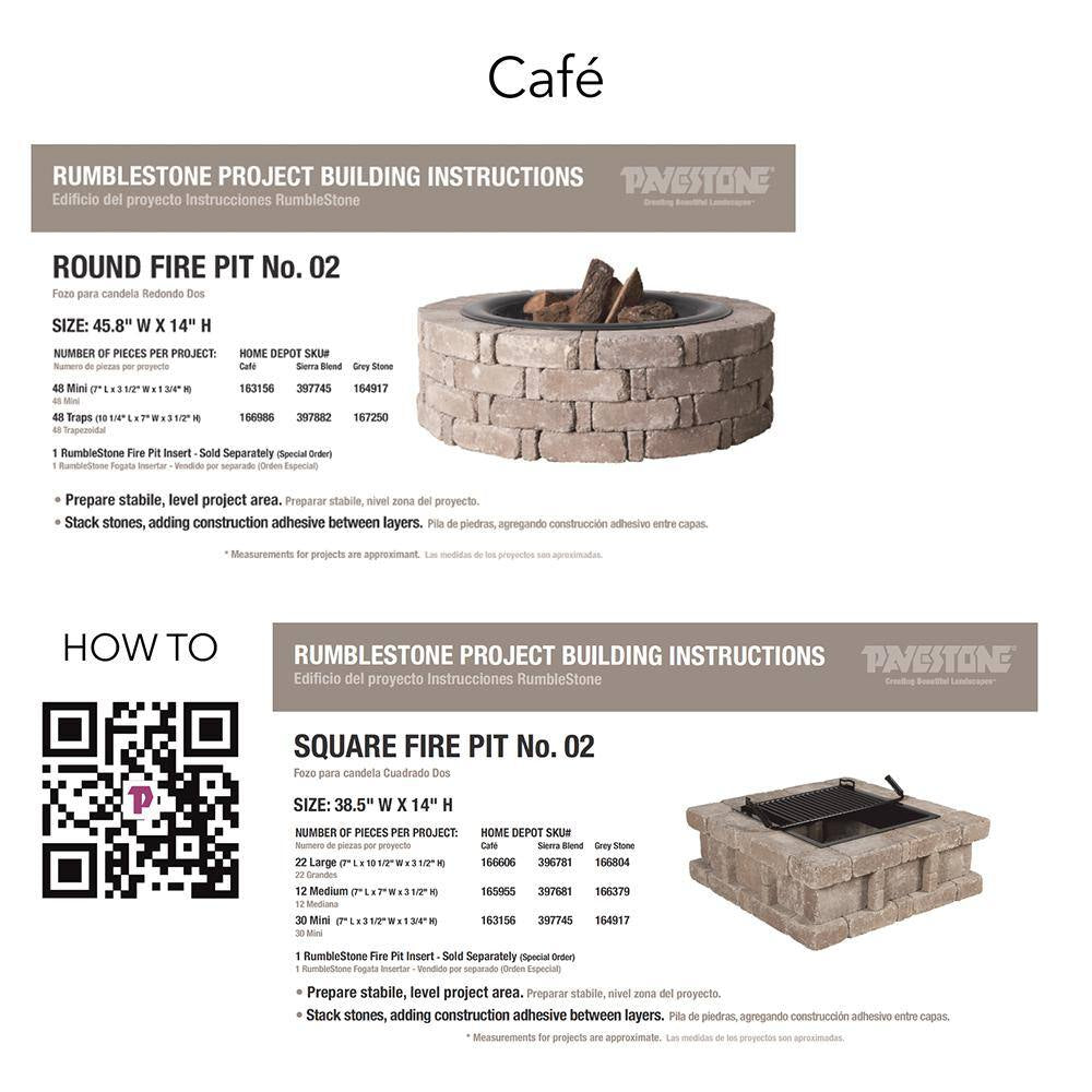 Rumblestone 46 In. X 14 In. round Concrete Fire Pit Kit No. 2 in Cafe with round Steel Insert