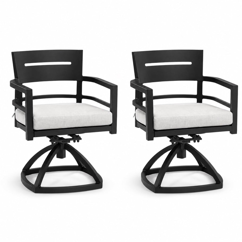 Lekit 2 Piece Aluminum Swivel Rocker Chair Set with Sunbrella Cushions, Rust-Resistant Patio Seating, Ember Black
