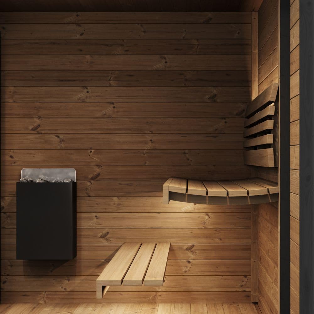 saunalife GL6 Outdoor Sauna Kit, Garden Luxury-Series Outdoor DIY Sauna Kit, Thermo-Spruce, up to 6 Persons Bundles (Sauna Heater and Sauna Stones Included) (Drop 9 WiFi - Glass)