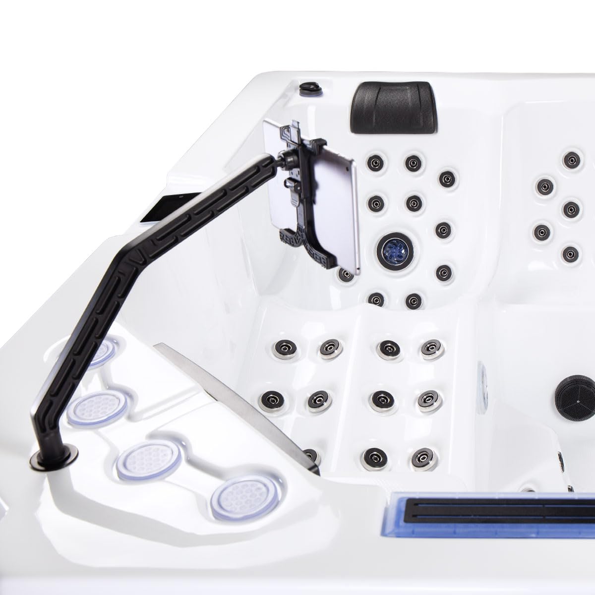 Bueno Spa Denver 6 - Person 100 - Jet Acrylic Hot Tub with New Arctic Max Insulation, Ozonator, and Cover in Ice White