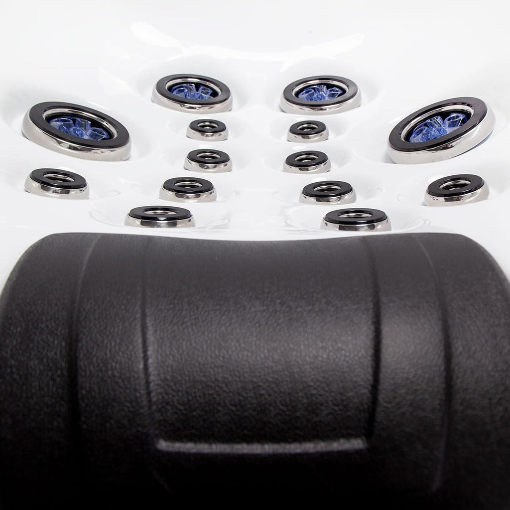 Bueno Spa Denver 6 - Person 100 - Jet Acrylic Hot Tub with New Arctic Max Insulation, Ozonator, and Cover in Ice White