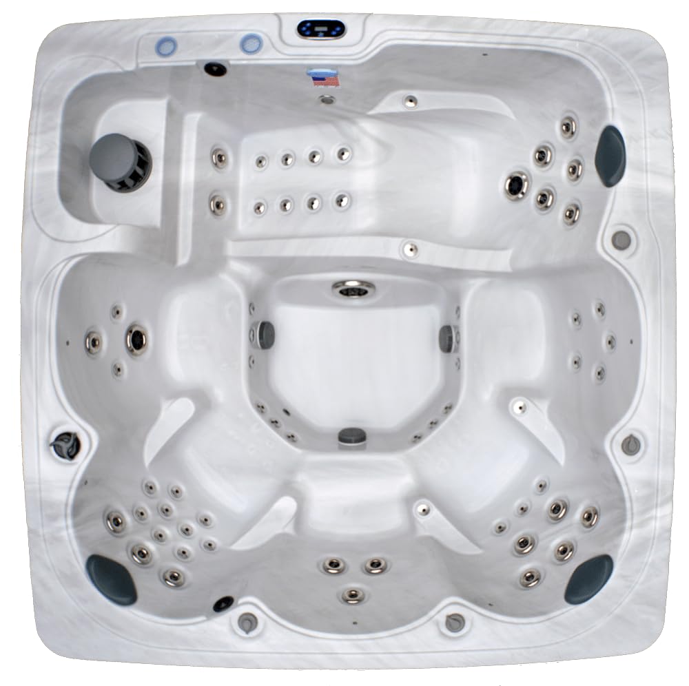 Home & Garden HG90 6-Person Hot Tub with 90 Therapy Jets and Bluetooth Audio – Sterling or White Acrylic Interior and Mocha Exterior Cabinet - Ideal for Backyard Relaxation and Hydrotherapy