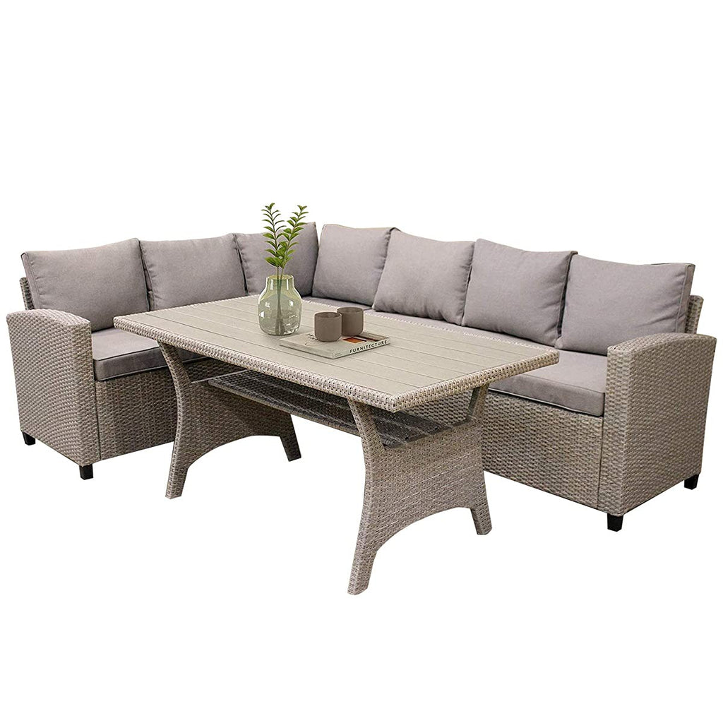 MLLXUXANCC Outdoor Patio Furniture PE Rattan Wicker Conversation Set All-Weather Sectional Sofa Set 1 Table+2 Sofa w/Cushion 2 Colors (Color : B) (B)