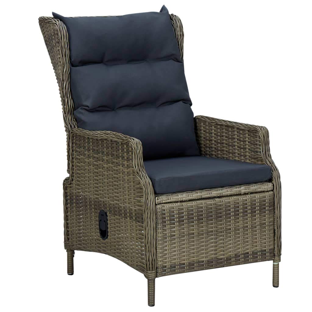 Fregramei 7 Piece Patio Dining Table and Reclining Function Chairs Set, Outdoor Furniture Sets, Patio Conversation Set with Cushions for Garden Yard, Brown,-804