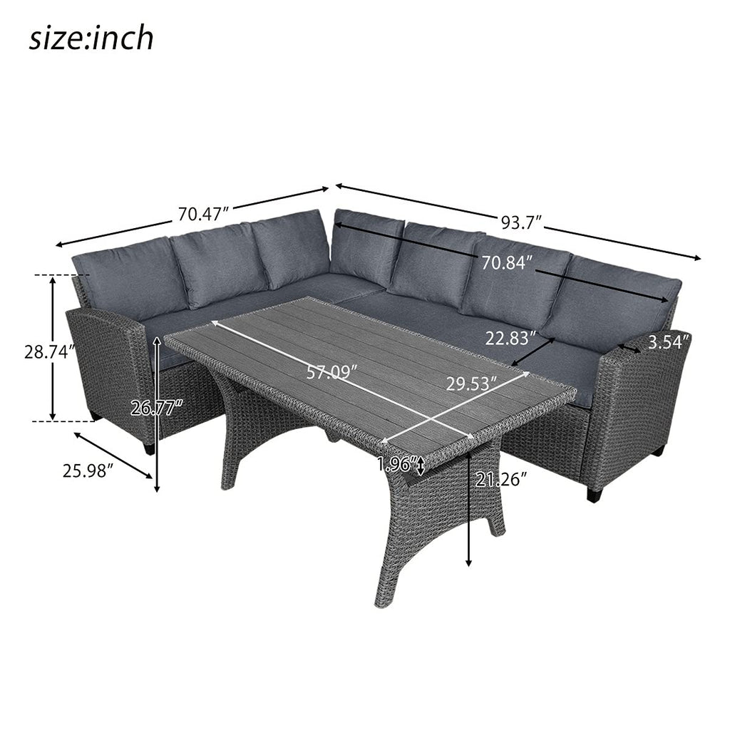 MLLXUXANCC Outdoor Patio Furniture PE Rattan Wicker Conversation Set All-Weather Sectional Sofa Set 1 Table+2 Sofa w/Cushion 2 Colors (Color : B) (B)