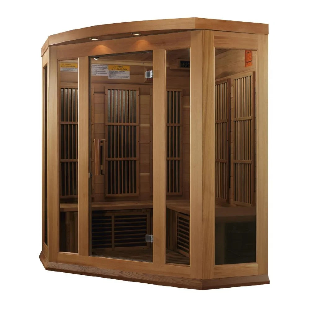 Sauna 3-Person Corner Low EMF (Under 8MG) FAR Infrared Sauna (Canadian Red Cedar)