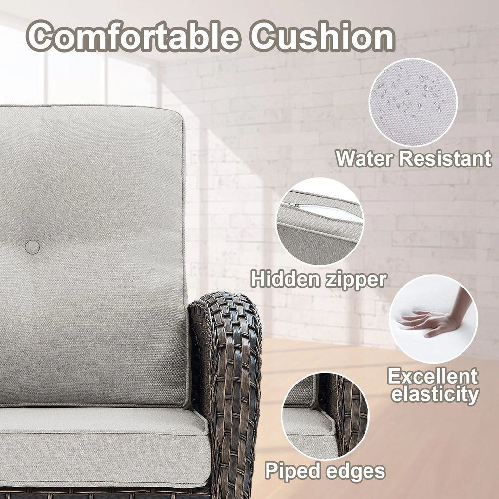 Outdoor Fire Pit Conversation Set, 3-Seat Sofa & Chairs Patio Furniture Set