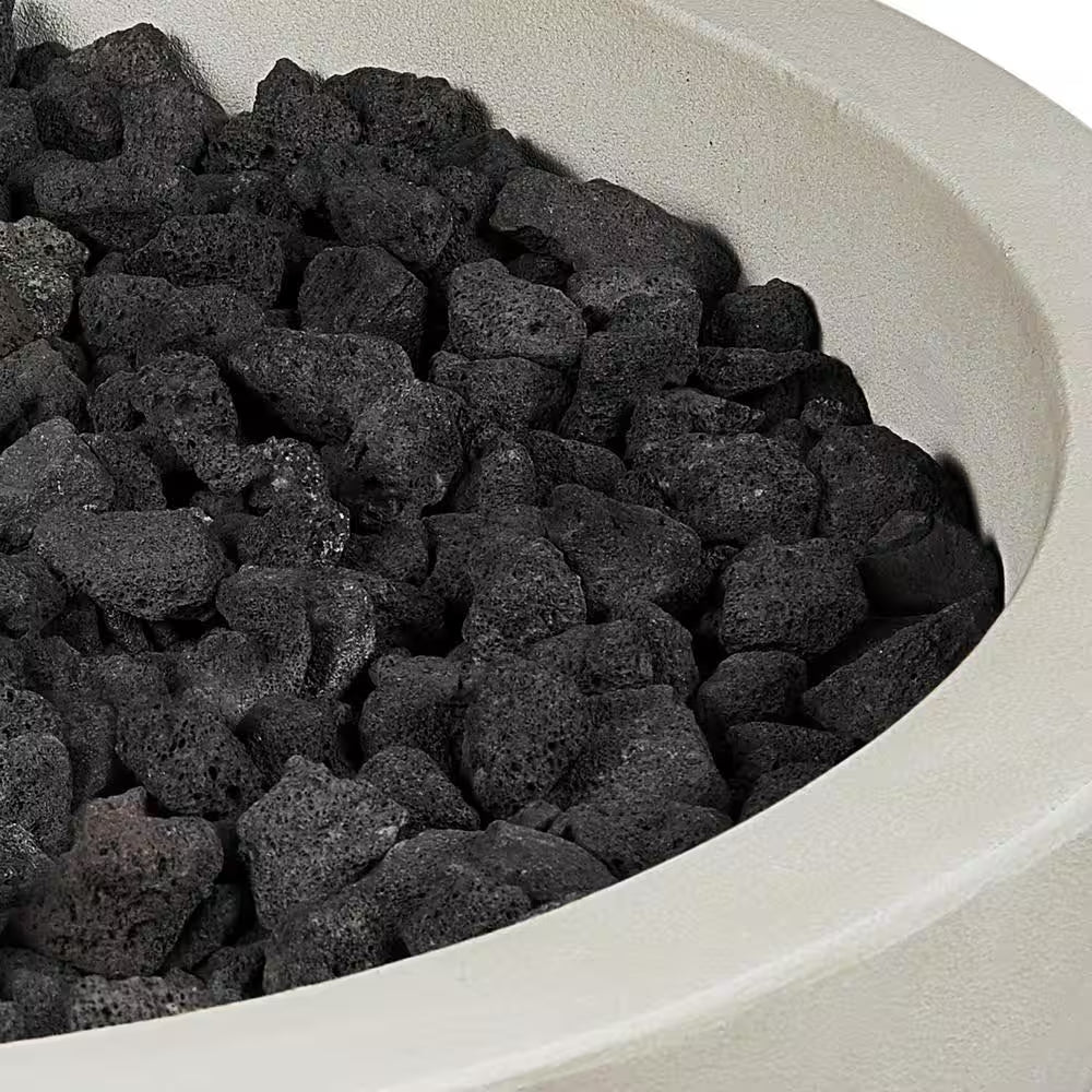 Pompton 38 In. round Concrete Composite Propane Fire Pit in Fog with Vinyl Cover