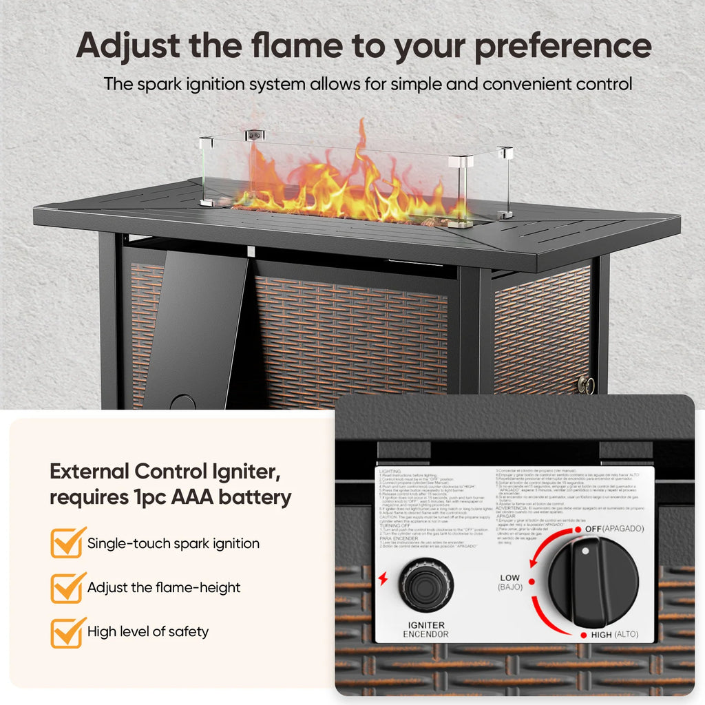 Outdoor Fire Pit Conversation Set, 3-Seat Sofa & Chairs Patio Furniture Set