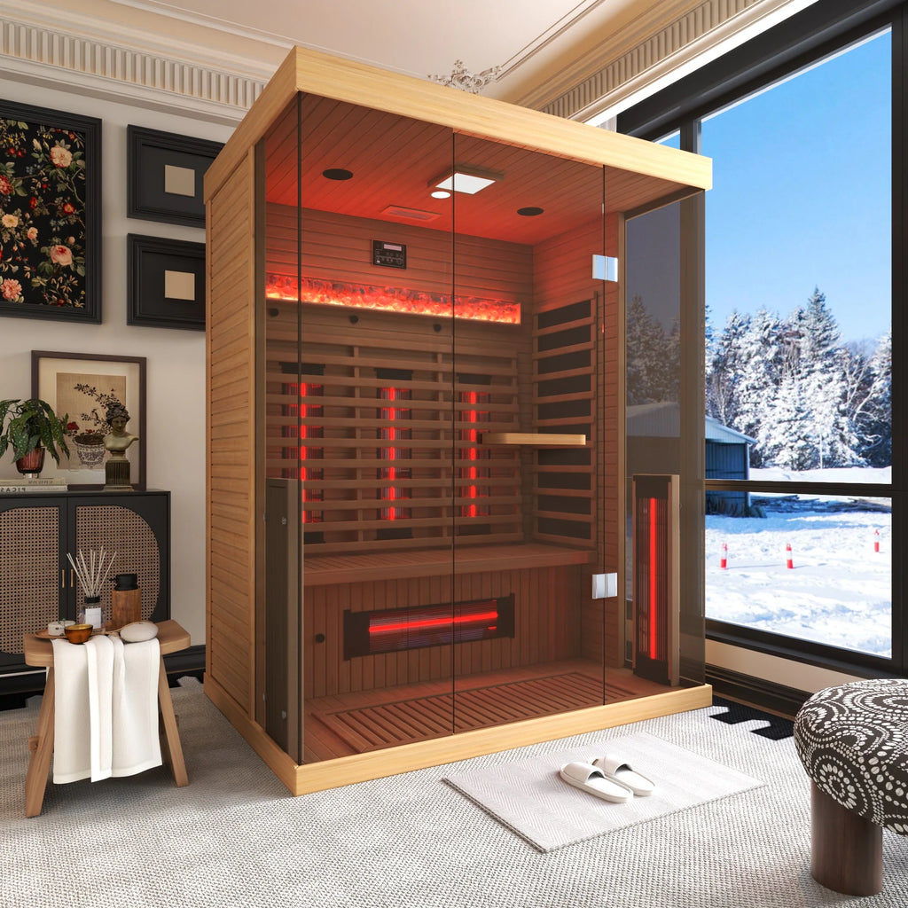 Infrared Sauna up to 4 Person with 15 Minutes Warm-Up Heater Tube & Carbon Plate