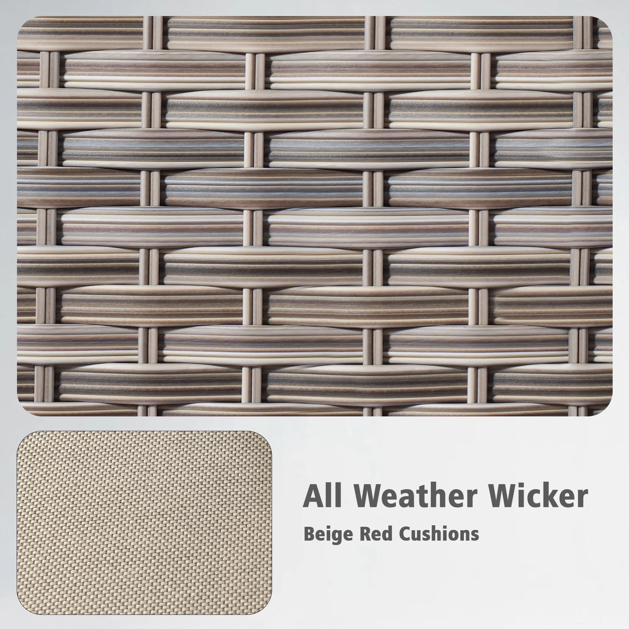 5 Pieces Outdoor Patio Furniture Set High-Back Rattan Wicker Conversation Set Outdoor Sectional with Swivel Chairs & Solar Light Coffee Table, Beige