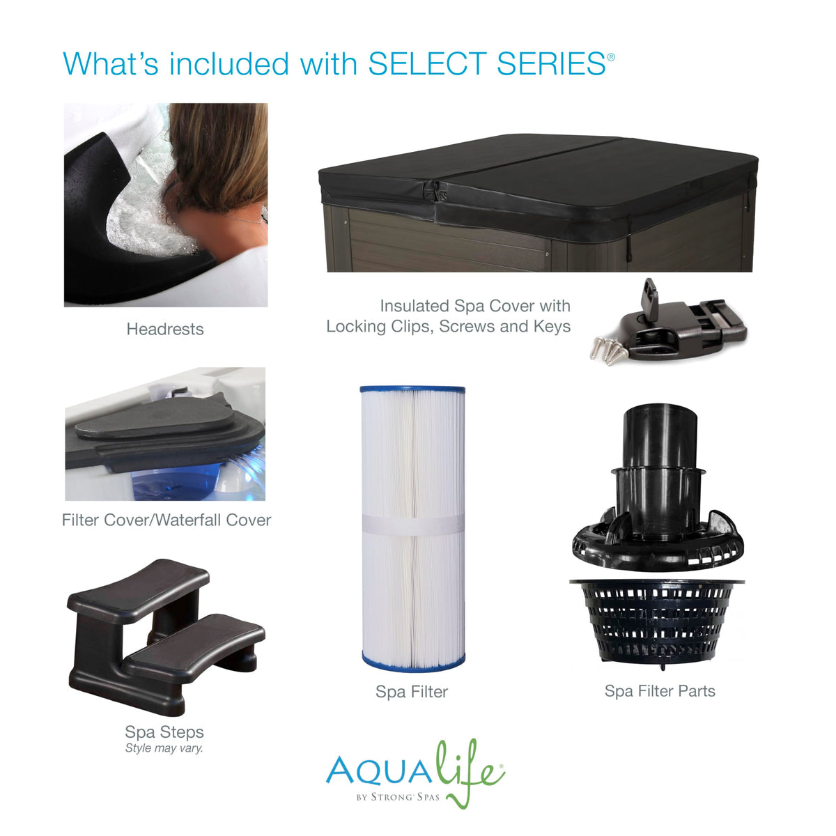 AquaLife Select Series® 7-Person 100-Jet Acrylic Non-Lounger Hot Tub with Ozonator and Steps