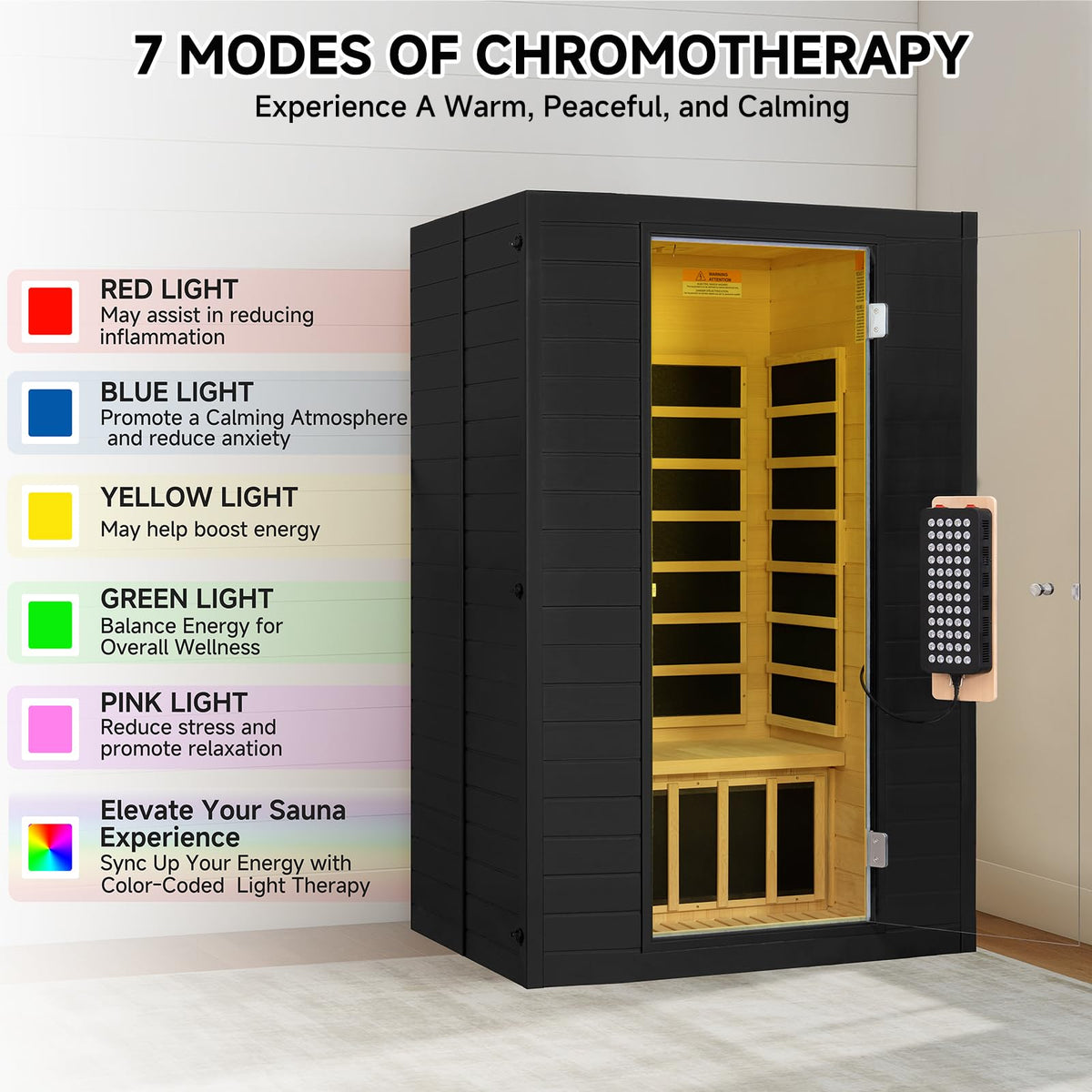 springspa 2 Person Full Spectrum Infrared Sauna with Red Light Therapy