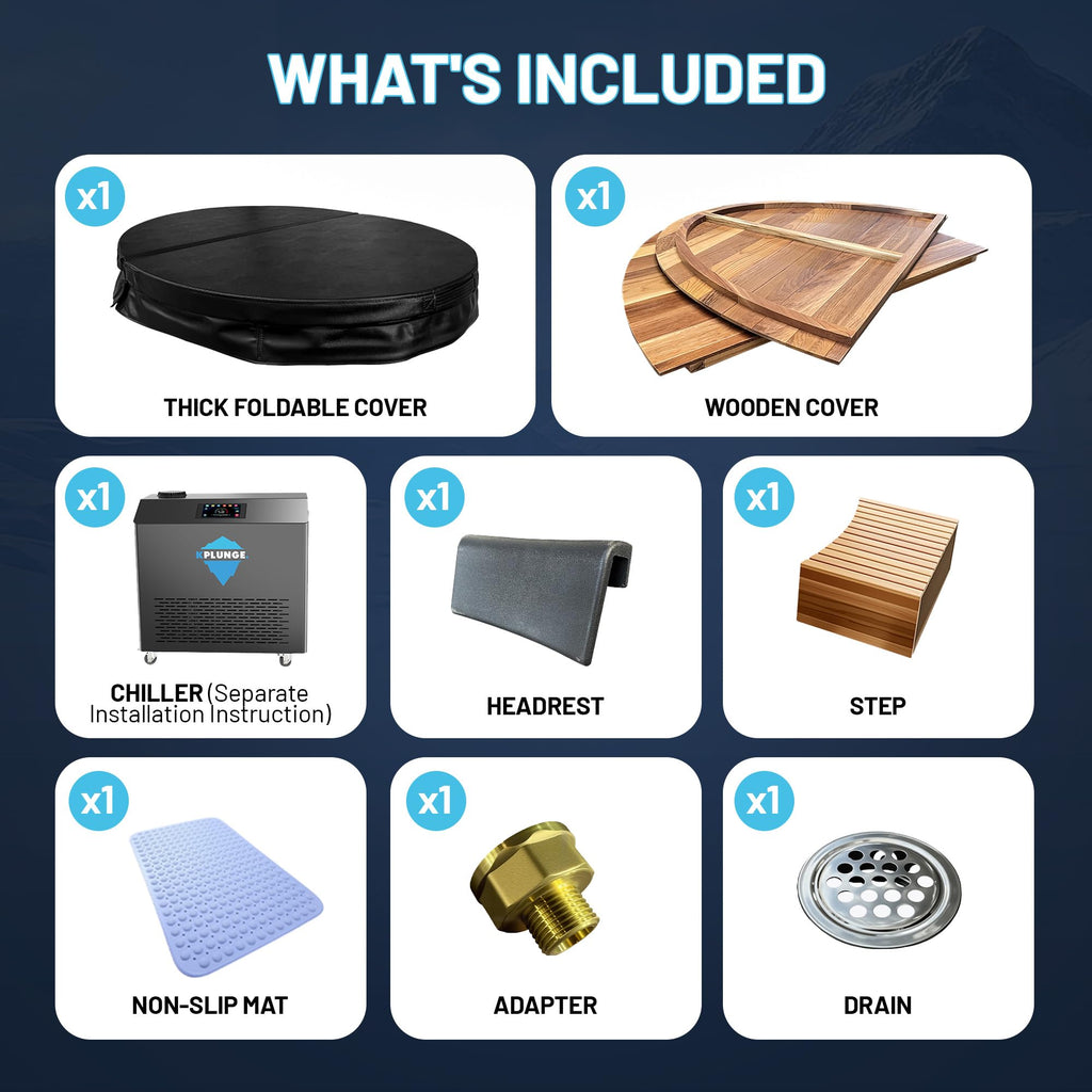 Premium 62 in. Cedar Wood Cold Plunge and Hot Tub with 1hp Chiller
