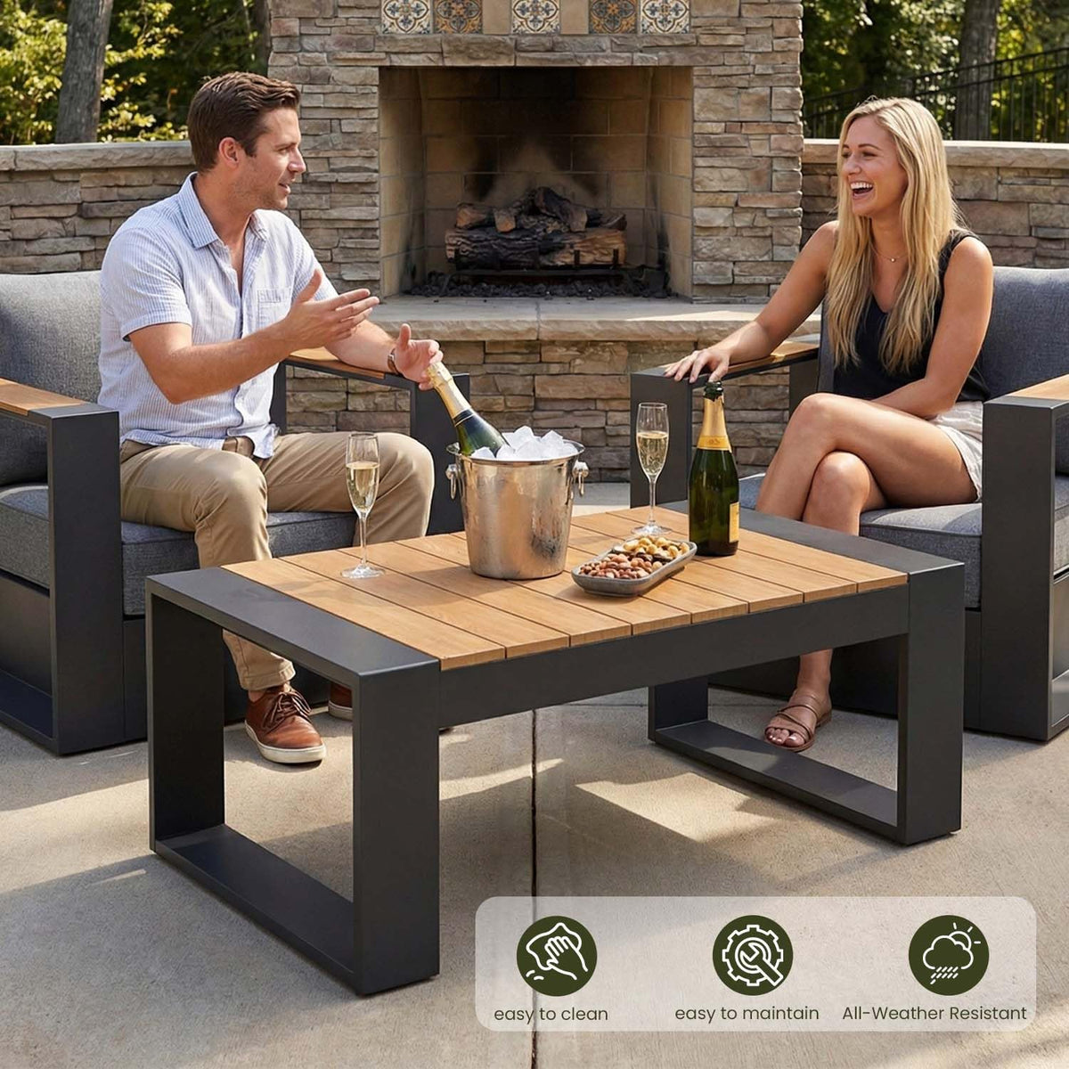 LayinSun 5 Pieces Aluminum Patio Furniture Set with Coffee Table