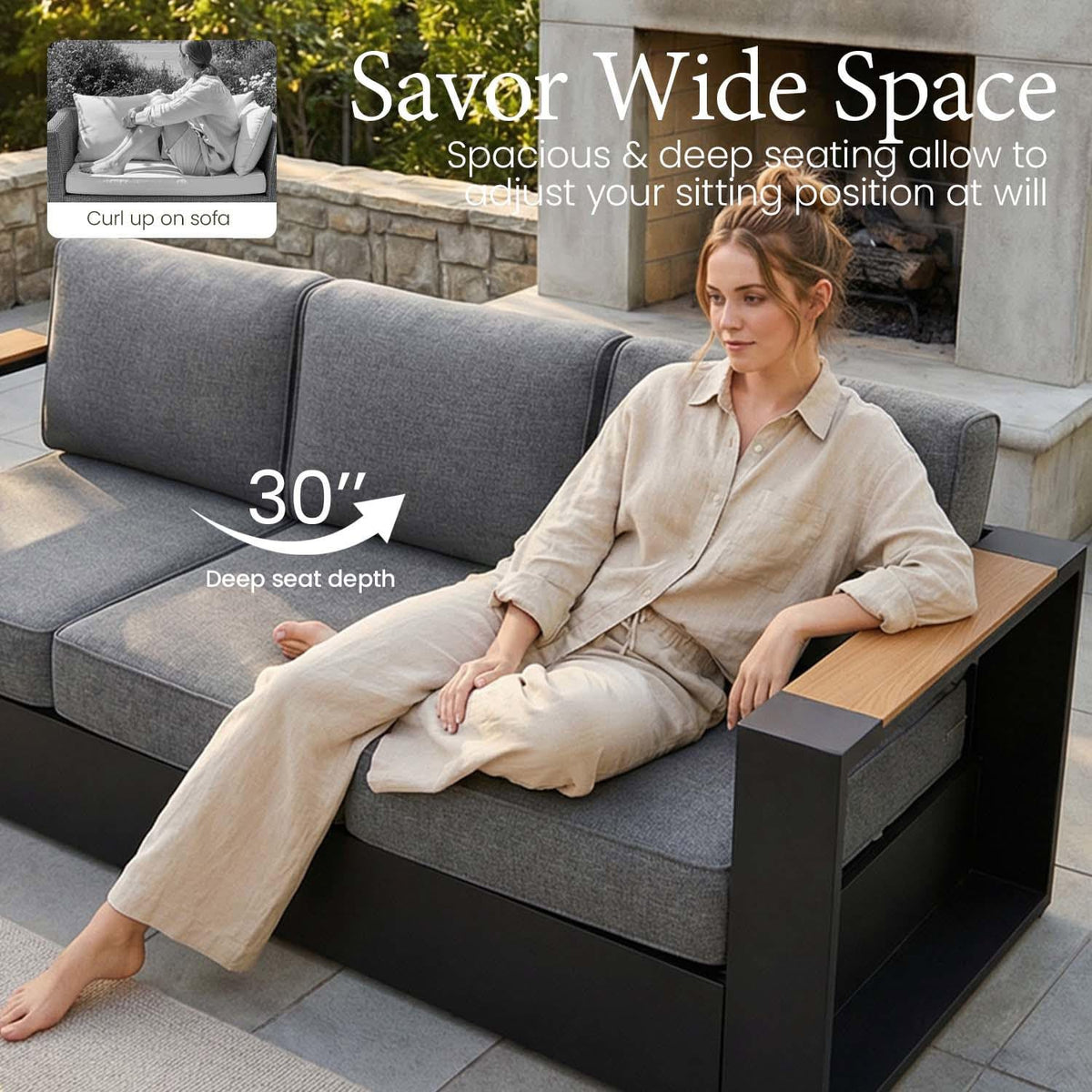 LayinSun 5 Pieces Aluminum Patio Furniture Set with Coffee Table