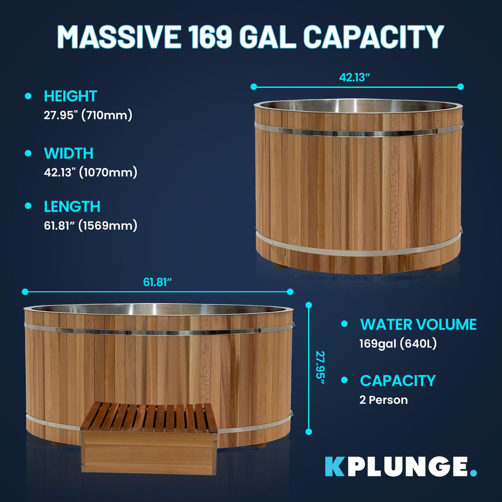 Premium 62 in. Cedar Wood Cold Plunge and Hot Tub with 1hp Chiller