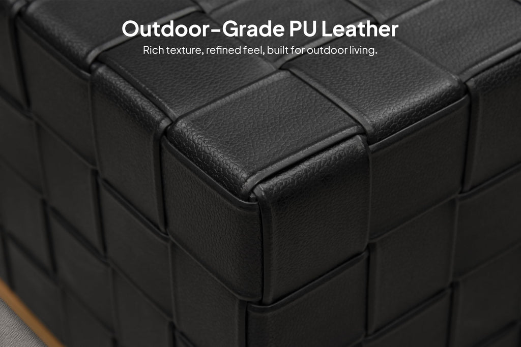 PURPLE LEAF Outdoor Furniture Set 8 Pieces Premium Leather Black