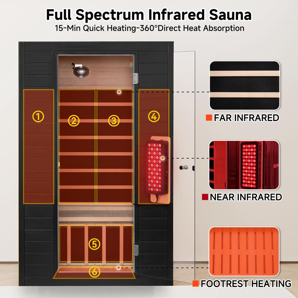 springspa 2 Person Full Spectrum Infrared Sauna with Red Light Therapy