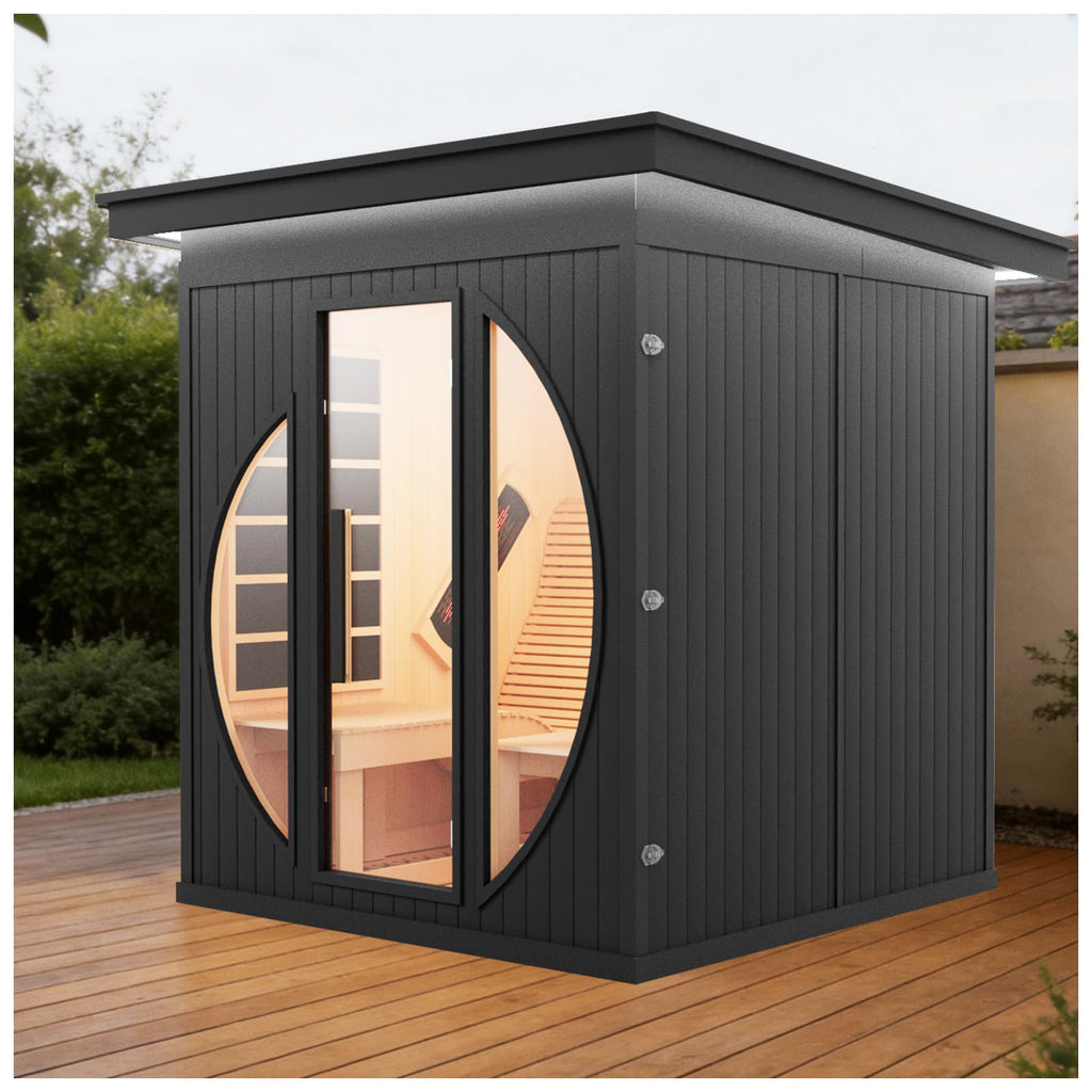 2 Person Outdoor Cedar Infrared Recliner Sauna with Wi-Fi Control for Home