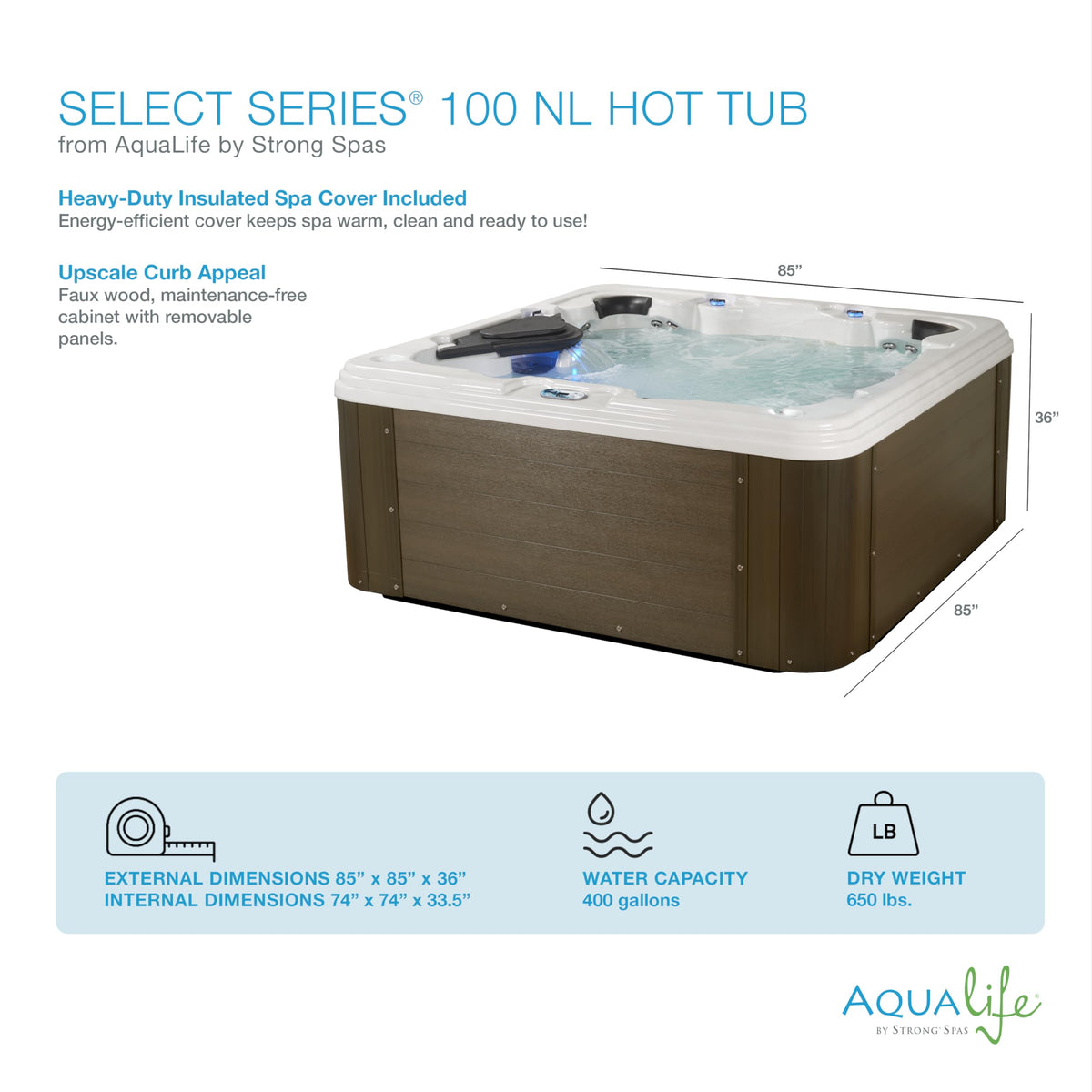AquaLife Select Series® 7-Person 100-Jet Acrylic Non-Lounger Hot Tub with Ozonator and Steps