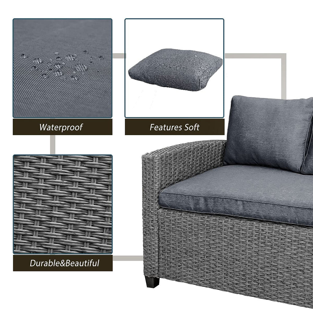 MLLXUXANCC Outdoor Patio Furniture PE Rattan Wicker Conversation Set All-Weather Sectional Sofa Set 1 Table+2 Sofa w/Cushion 2 Colors (Color : B) (B)