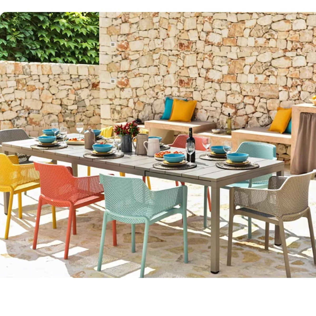 JOSOGO 7 Piece Patio Dining Set for 6, Outdoor Table & Chairs with Umbrella Hole, All-Weather Furniture Conversation for Lawn Pool Backyard(H)