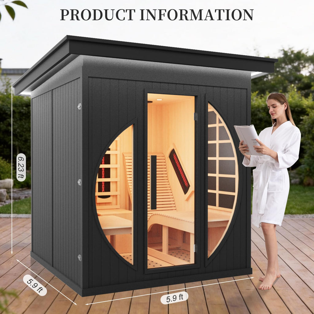 2 Person Outdoor Cedar Infrared Recliner Sauna with Wi-Fi Control for Home
