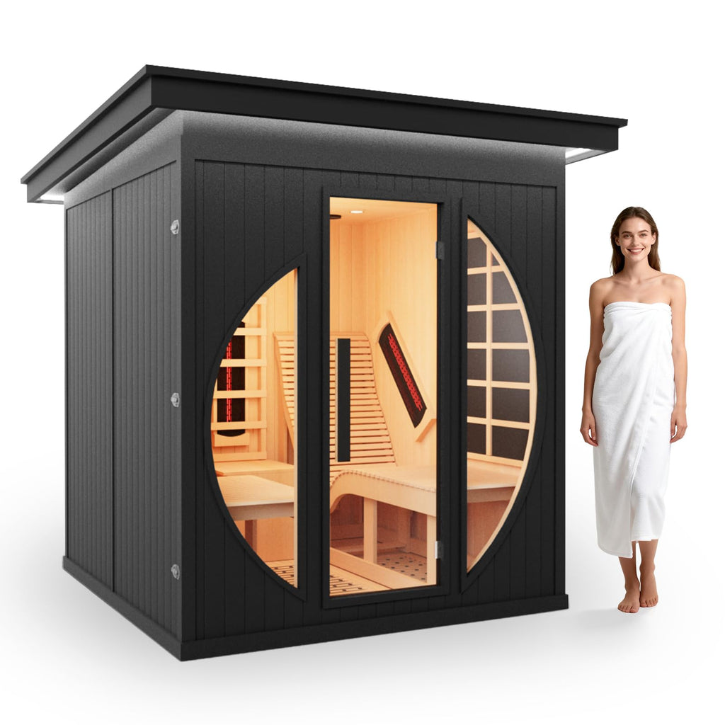 2 Person Outdoor Cedar Infrared Recliner Sauna with Wi-Fi Control for Home