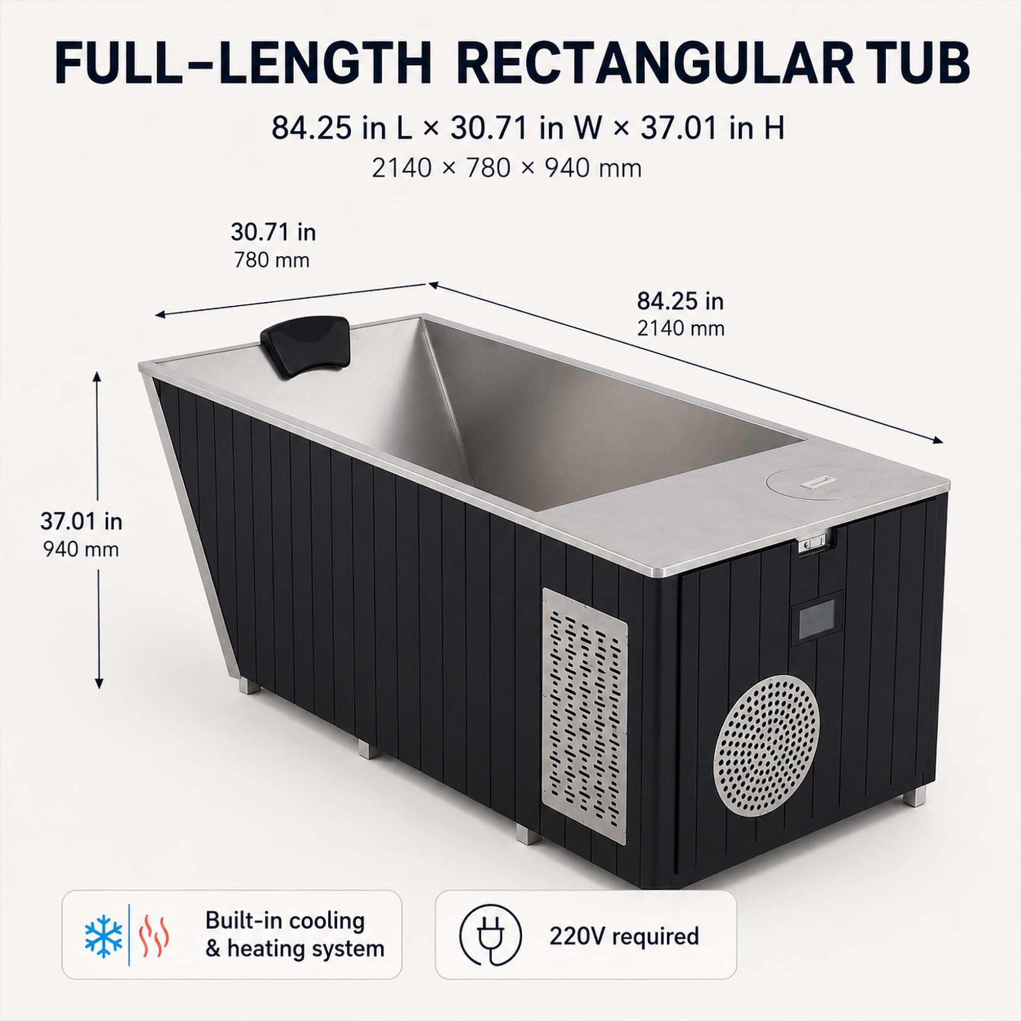 Cold Plunge Tub with 220V/2 HP Water Chiller and Heater