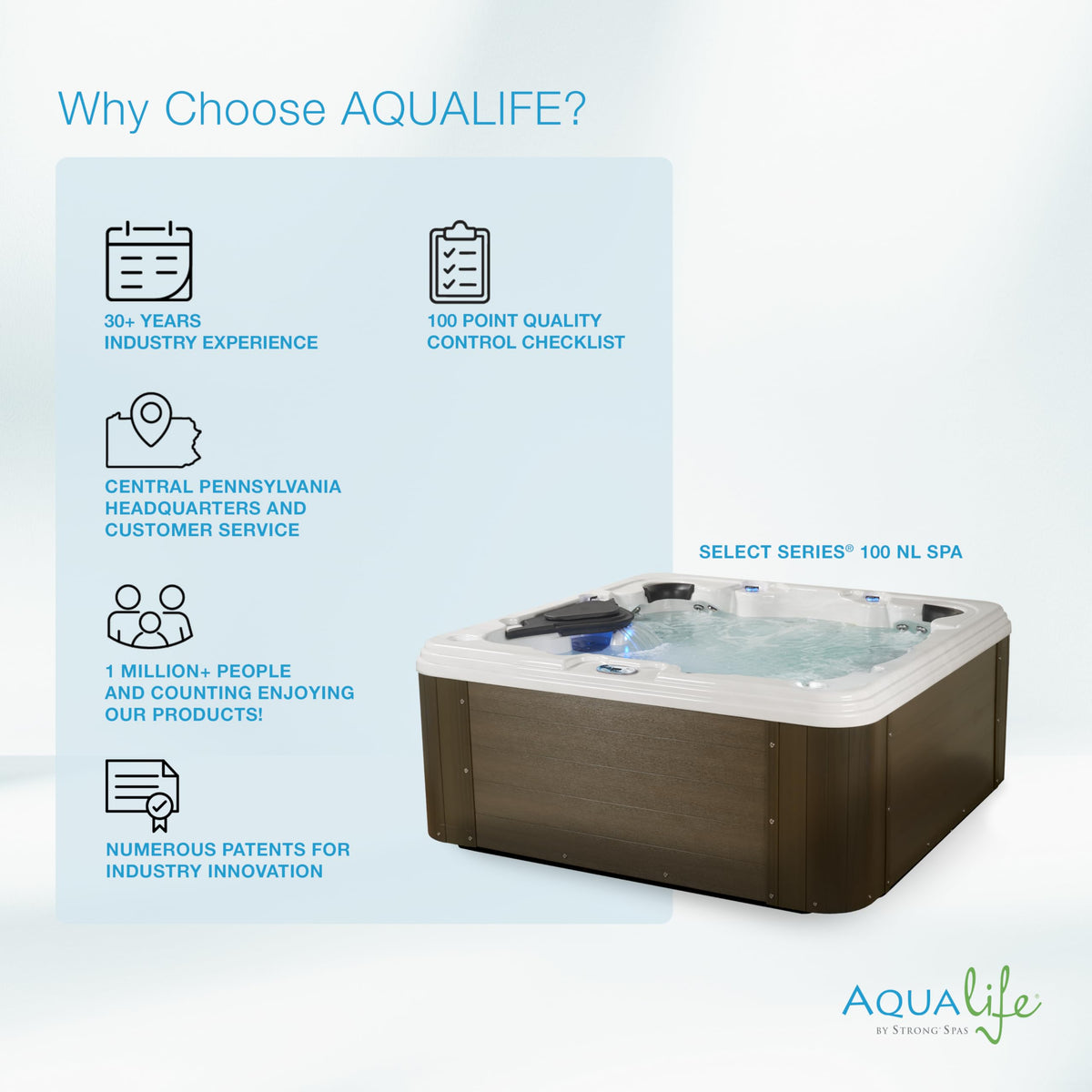AquaLife Select Series® 7-Person 100-Jet Acrylic Non-Lounger Hot Tub with Ozonator and Steps