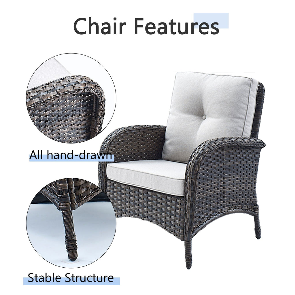 Outdoor Fire Pit Conversation Set, 3-Seat Sofa & Chairs Patio Furniture Set