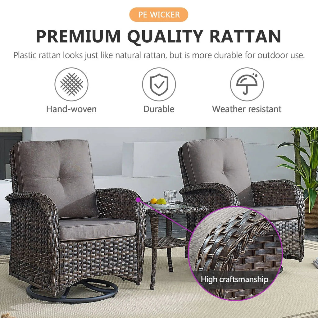 Outdoor Fire Pit Conversation Set, 3-Seat Sofa & Chairs Patio Furniture Set