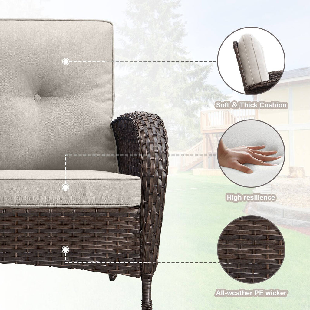 Outdoor Fire Pit Conversation Set, 3-Seat Sofa & Chairs Patio Furniture Set