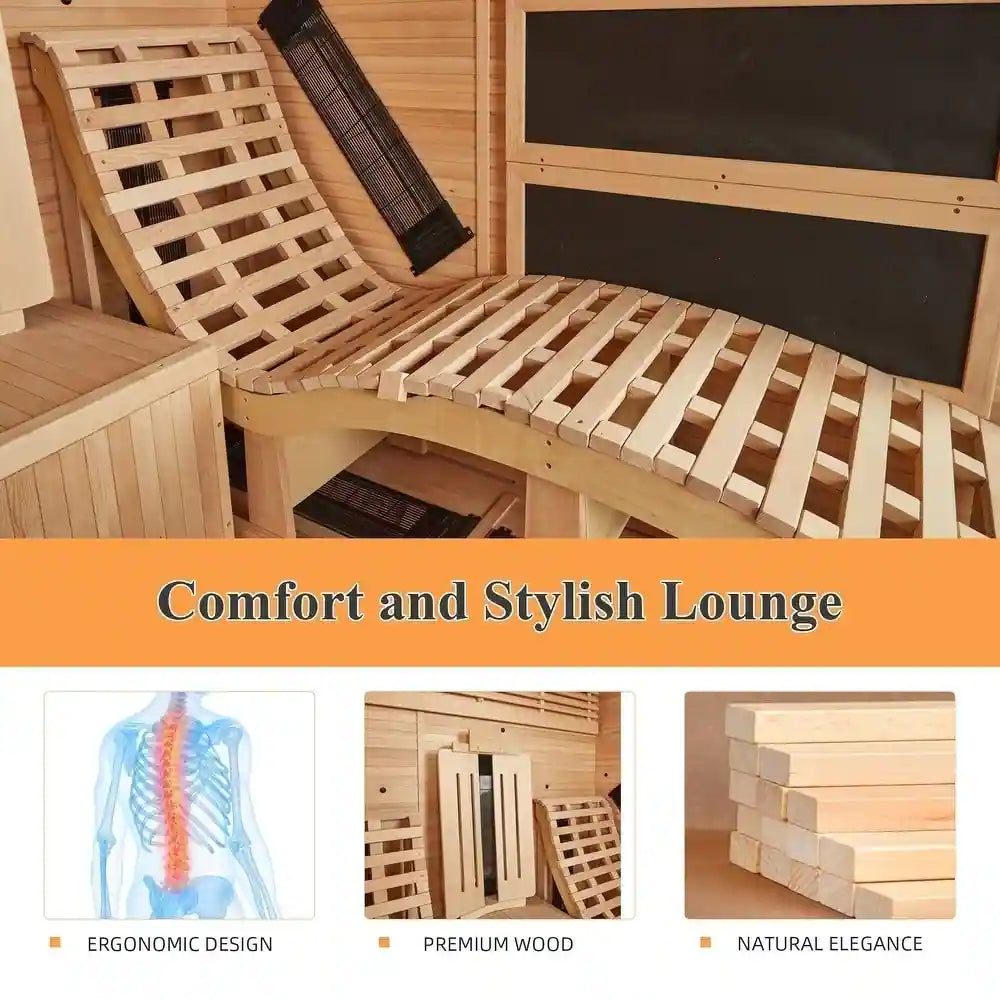 Infrared Sauna up to 4 Person with 15 Minutes Warm-Up Heater Tube & Carbon Plate