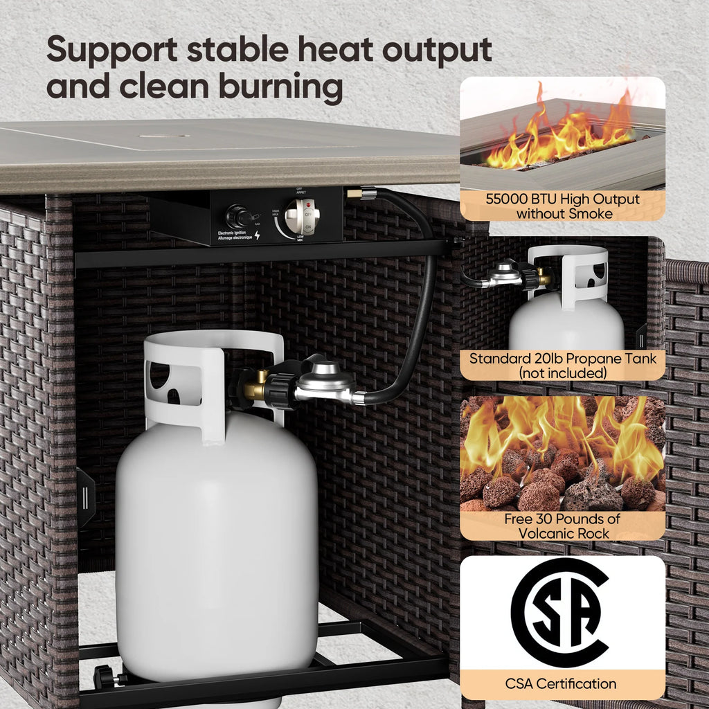 Outdoor Fire Pit Conversation Set, 3-Seat Sofa & Chairs Patio Furniture Set