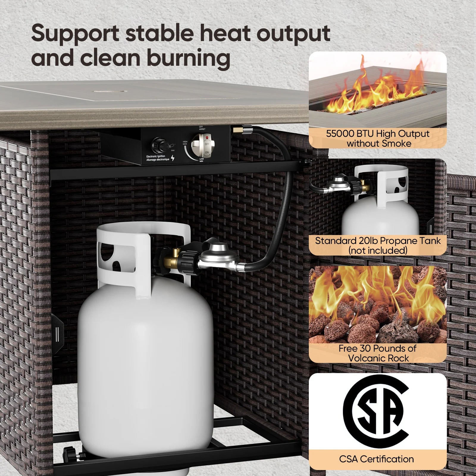 Outdoor Fire Pit Conversation Set, 3-Seat Sofa & Chairs Patio Furniture Set