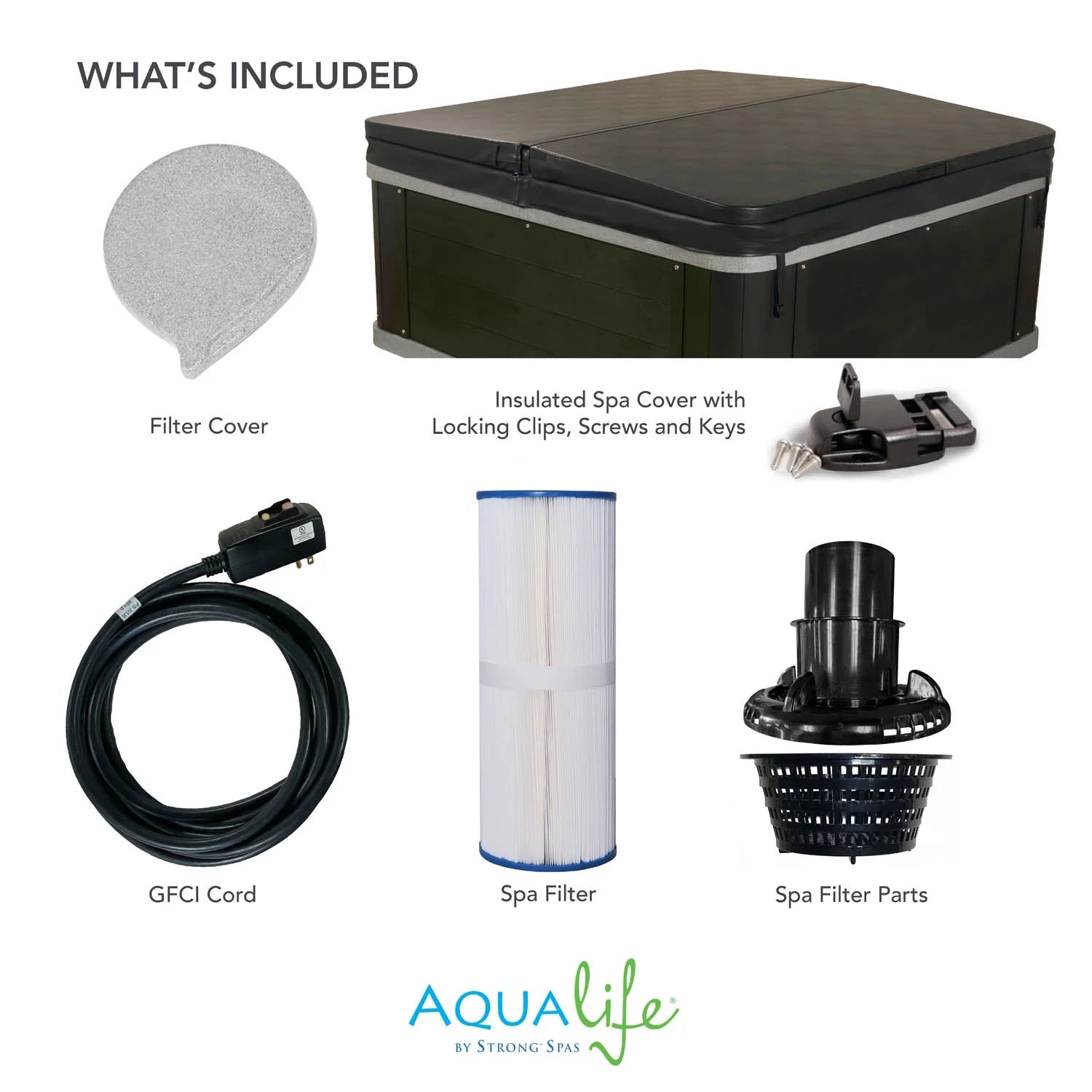 Inland 6 Person Square Hard Side Plug & Play Hot Tub, 24 Jets, Grey and Black