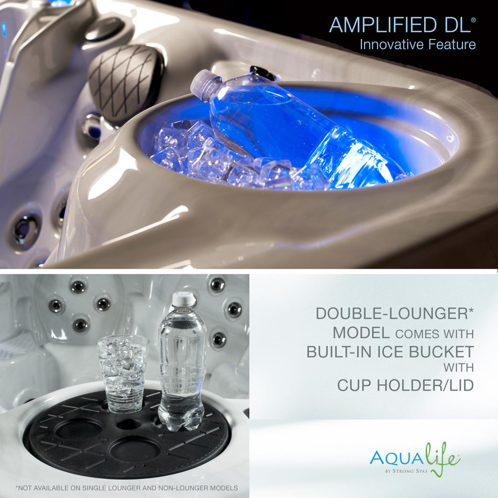 AquaLife Amplified™ 6-Person 100-Jet Acrylic Double Lounger Hot Tub with Bluetooth Stereo, LED Lighting, Insulated Cover, Stainless Steel Heater and Ozonator