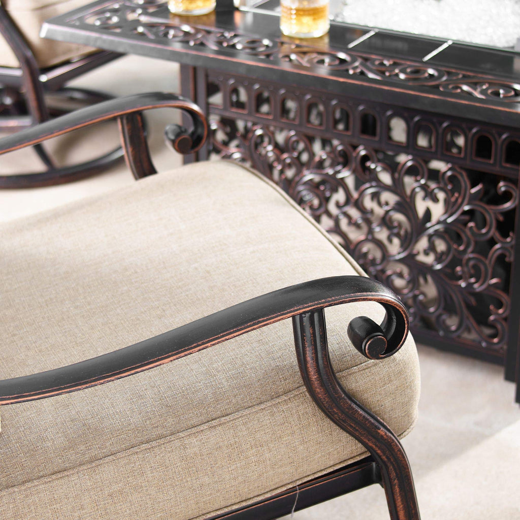 Set of 2 Brown and Black Outdoor Patio Furniture Swivel Rocking Club Chairs 34.2"
