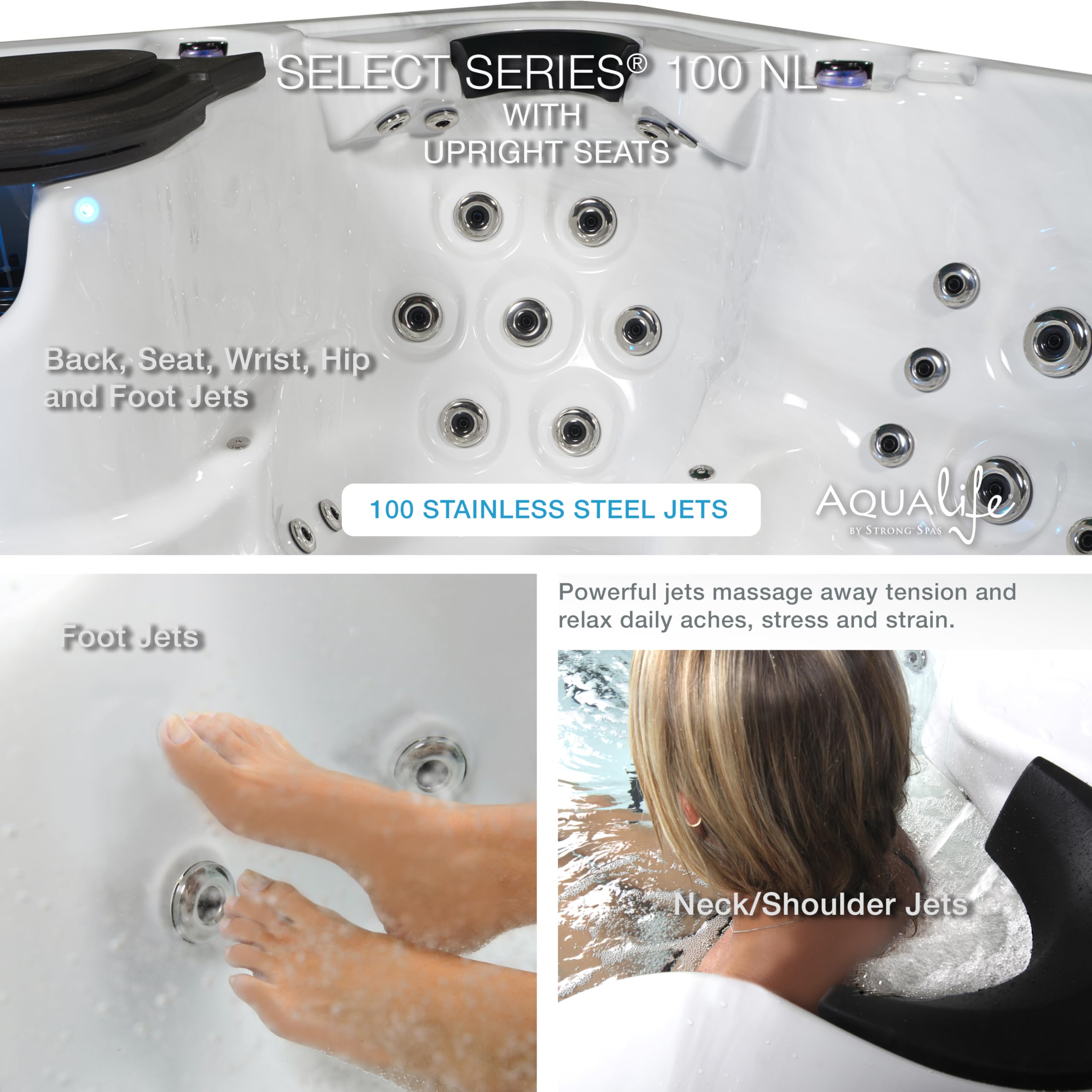 AquaLife Select Series® 7-Person 100-Jet Acrylic Non-Lounger Hot Tub with Ozonator and Steps