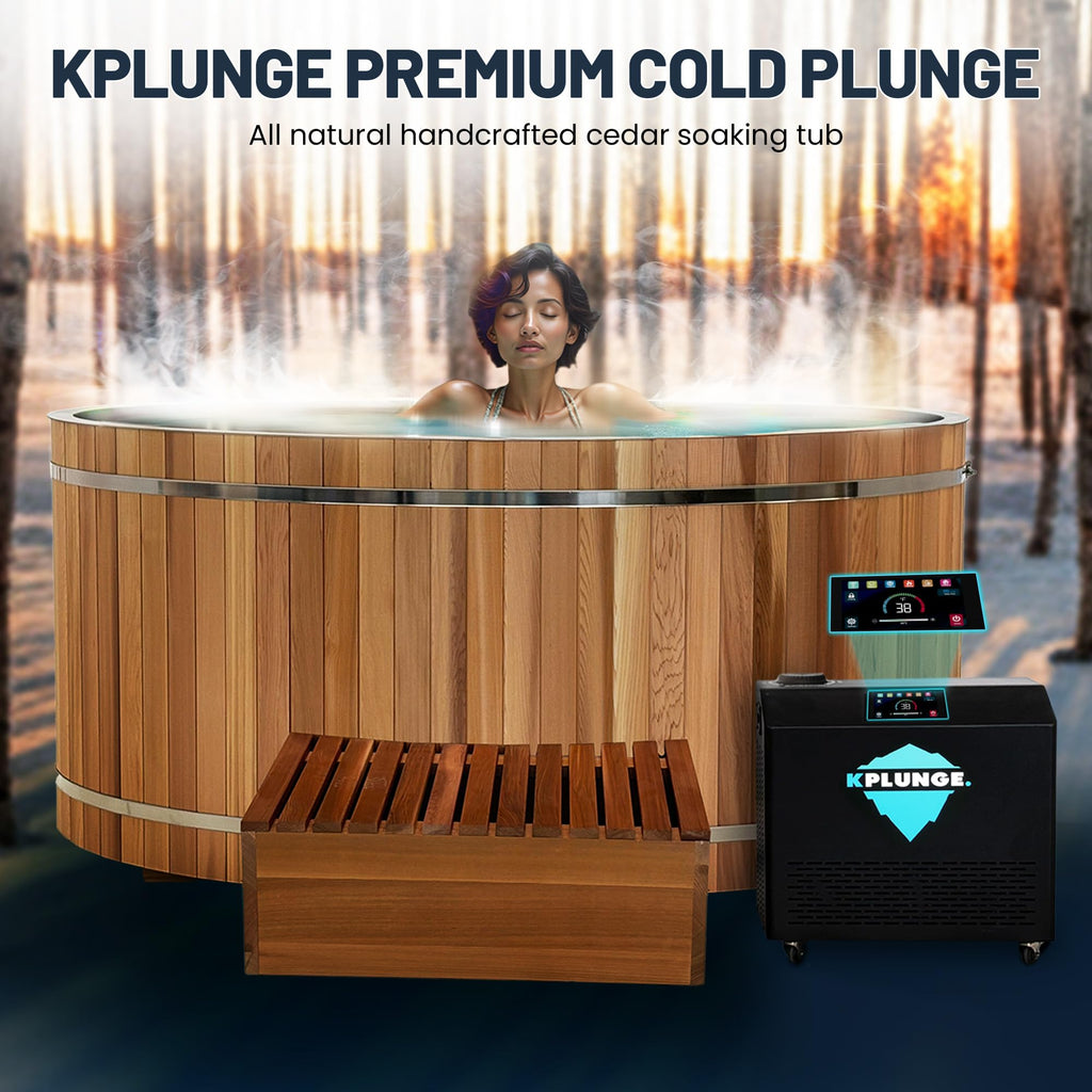 Premium 62 in. Cedar Wood Cold Plunge and Hot Tub with 1hp Chiller