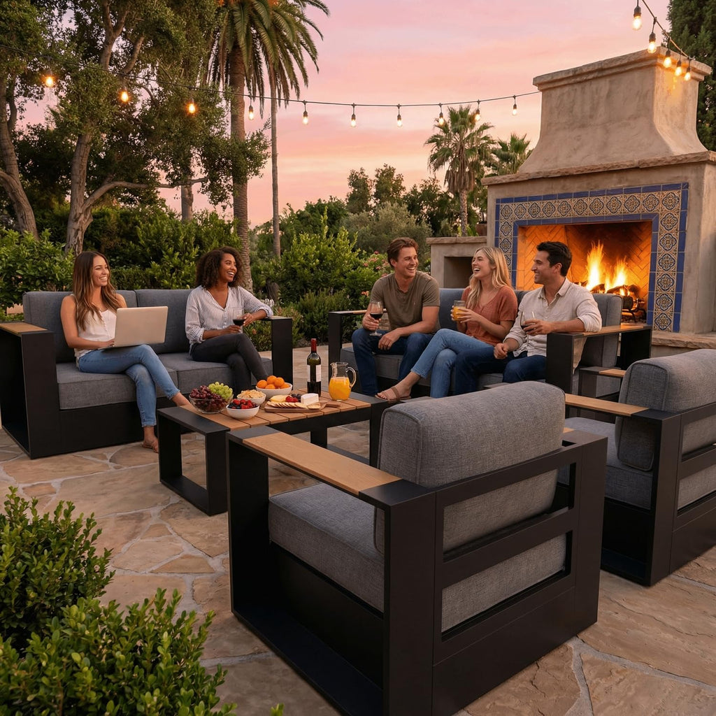 LayinSun 5 Pieces Aluminum Patio Furniture Set with Coffee Table