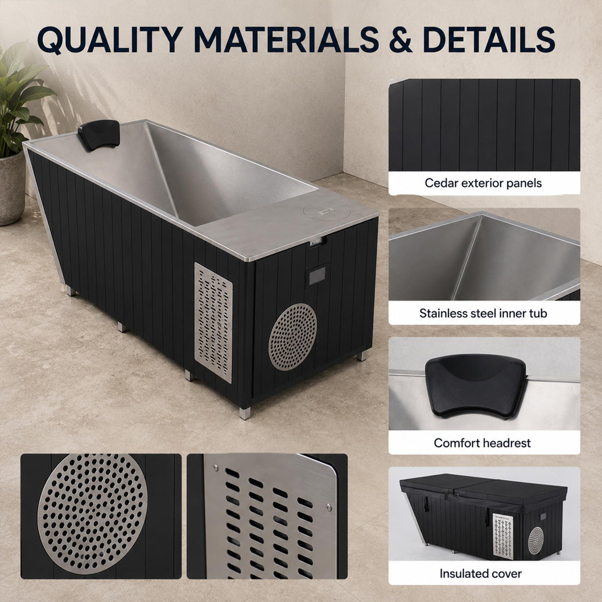Cold Plunge Tub with 220V/2 HP Water Chiller and Heater