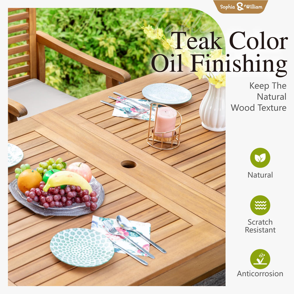 Sophia & William 9pc Outdoor Dining Set, Expandable Wood Table