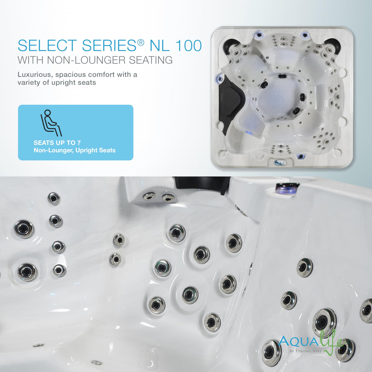 AquaLife Select Series® 7-Person 100-Jet Acrylic Non-Lounger Hot Tub with Ozonator and Steps