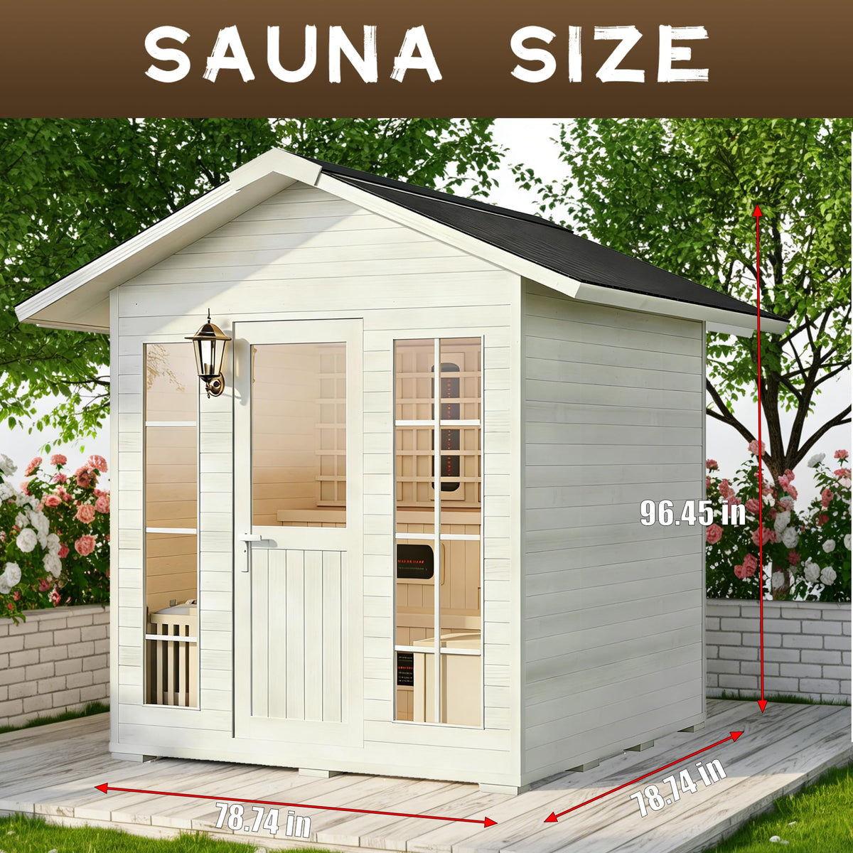 Benovo 6-8 Person Outdoor Sauna,Dual Dry/Wet System 220V 8 KW Electric Stove Far Infrared Backyard Spruce Steam Sauna Kit with LCD Panel &WiFi Control (White-6 Person)