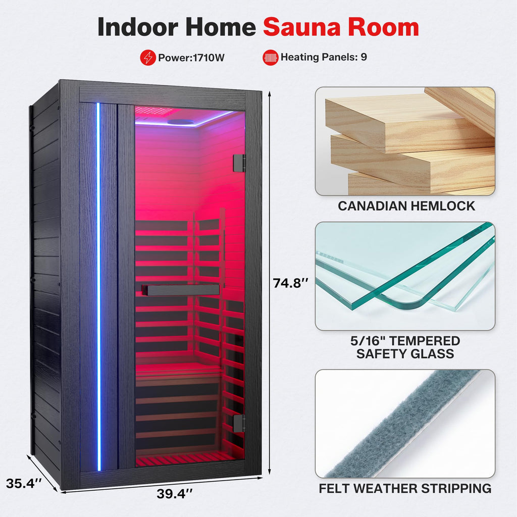 1-2 Person Low EMF FAR Infrared Sauna Red Light Therapy 12" * 12" Lamp