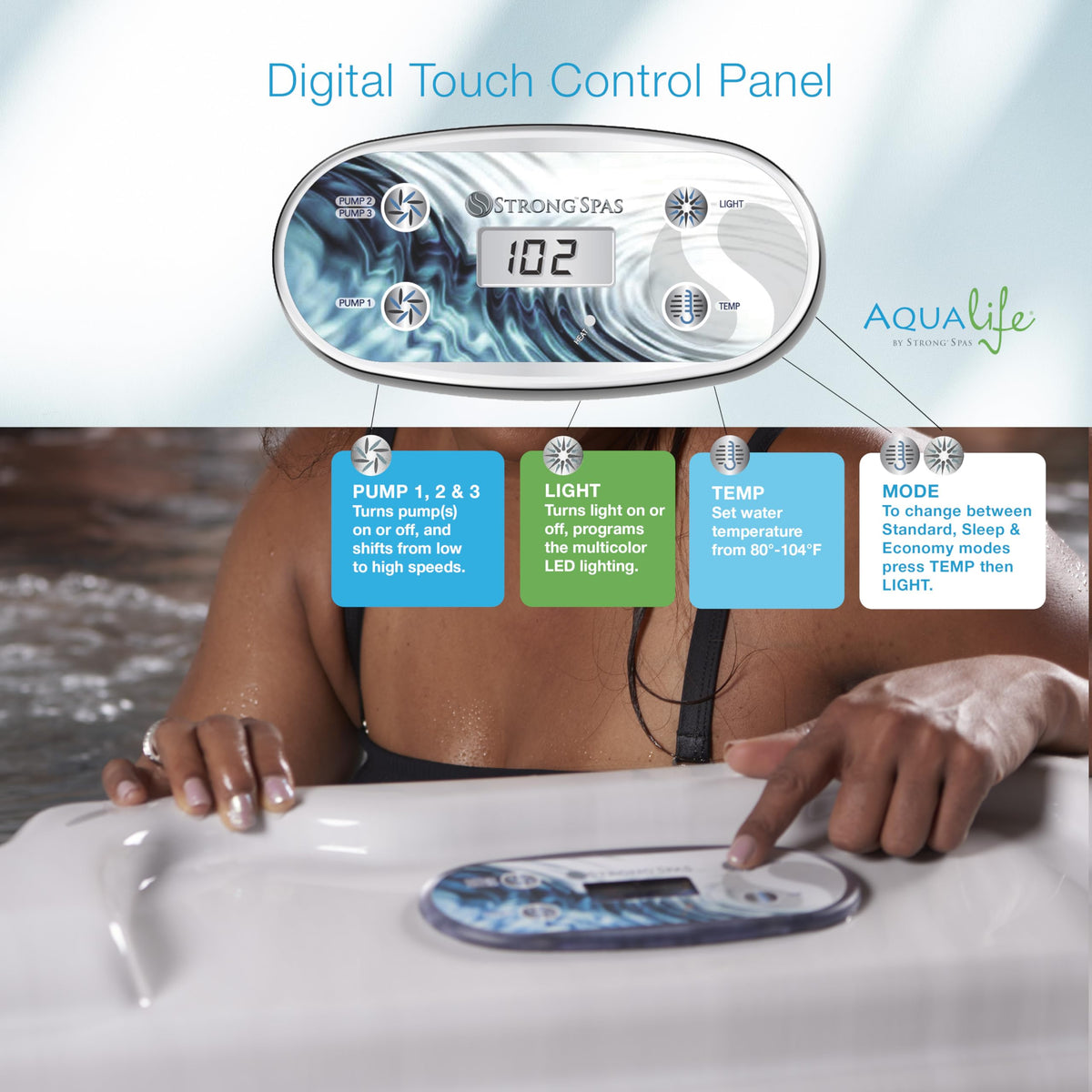 AquaLife Amplified™ 6-Person 100-Jet Acrylic Double Lounger Hot Tub with Bluetooth Stereo, LED Lighting, Insulated Cover, Stainless Steel Heater and Ozonator